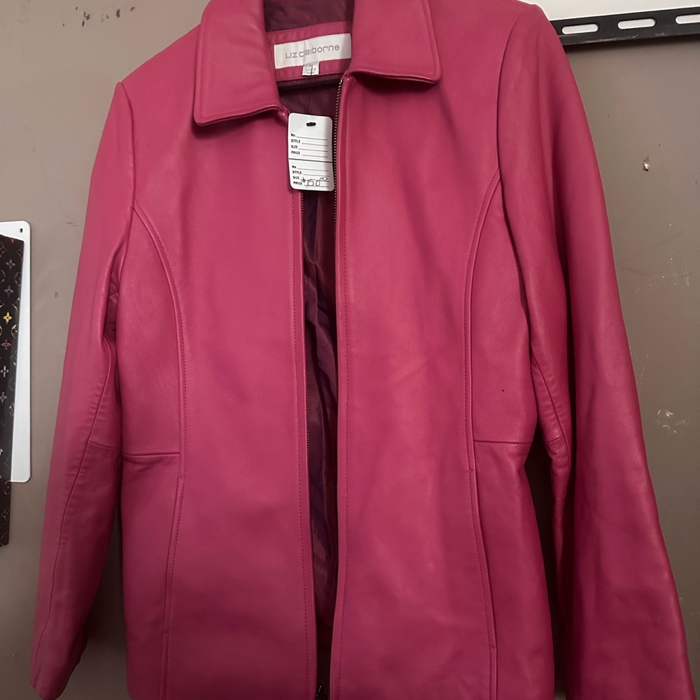 Liz Claiborne Pink Leather Jacket Classic Design